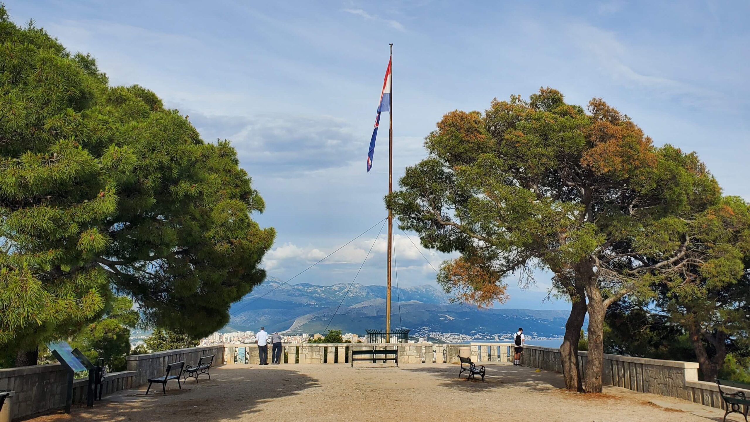 Flag on top of Marjan Hill Forest park in Split