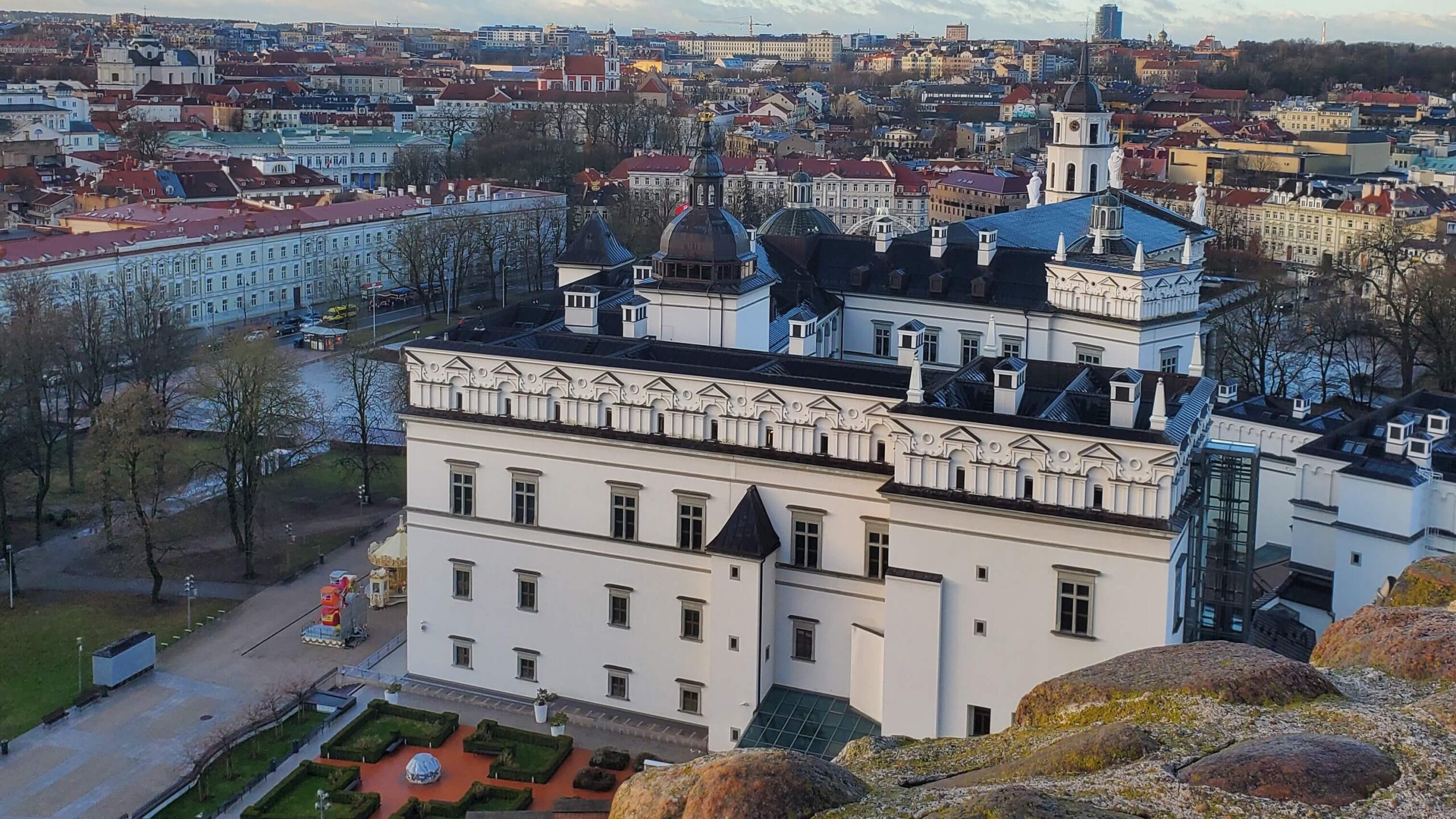 View of castle from Gediminas tower in Vilnius